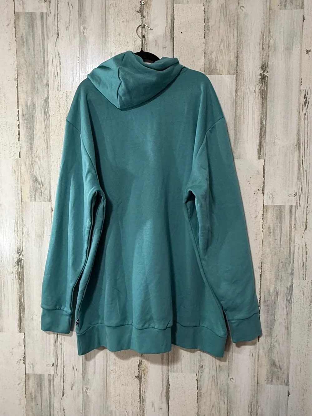 adidas Powder Teal Hoodie with Yellow-Green Logo Accent